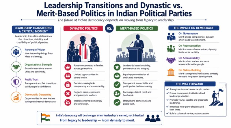 Leadership Transitions and Dynastic vs. Merit-Based Politics in Indian Political Parties